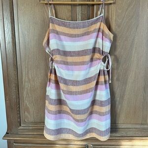 Aerie Striped Mini Dress in Pink, Orange, and Cream